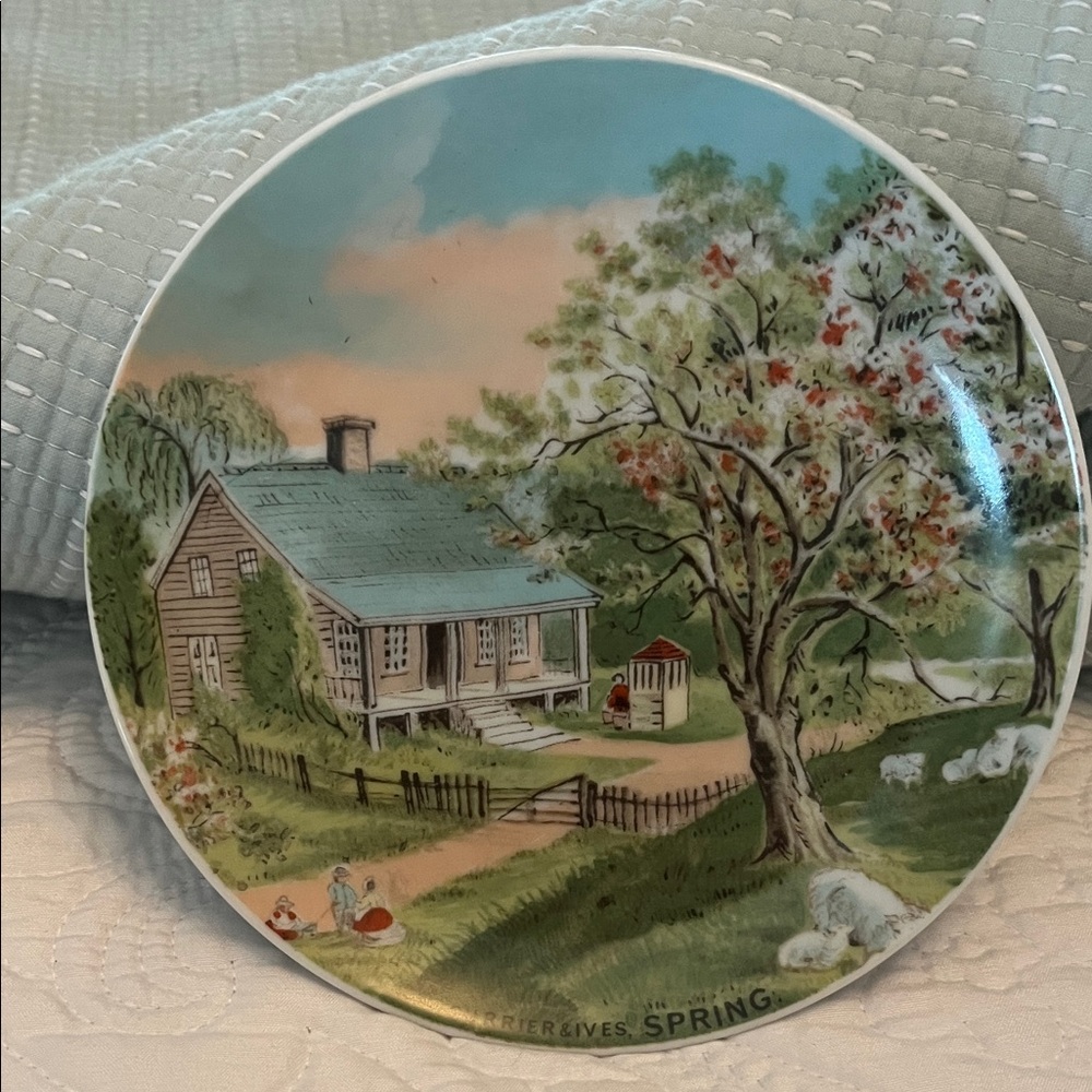 Vintage Currier & Ives Scenic Decorative Plates Set